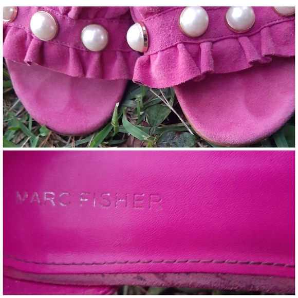 Marc Fisher Pink Pearl Open Toe Block Chunky Heels - Picture 7 of 8